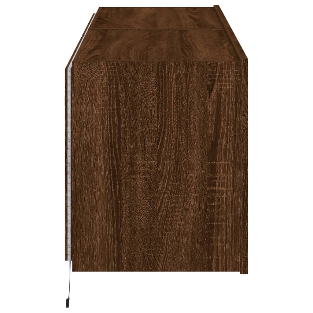 Wall-mounted TV cabinets with LED, 2 pcs., brown oak, 60x35x41cm