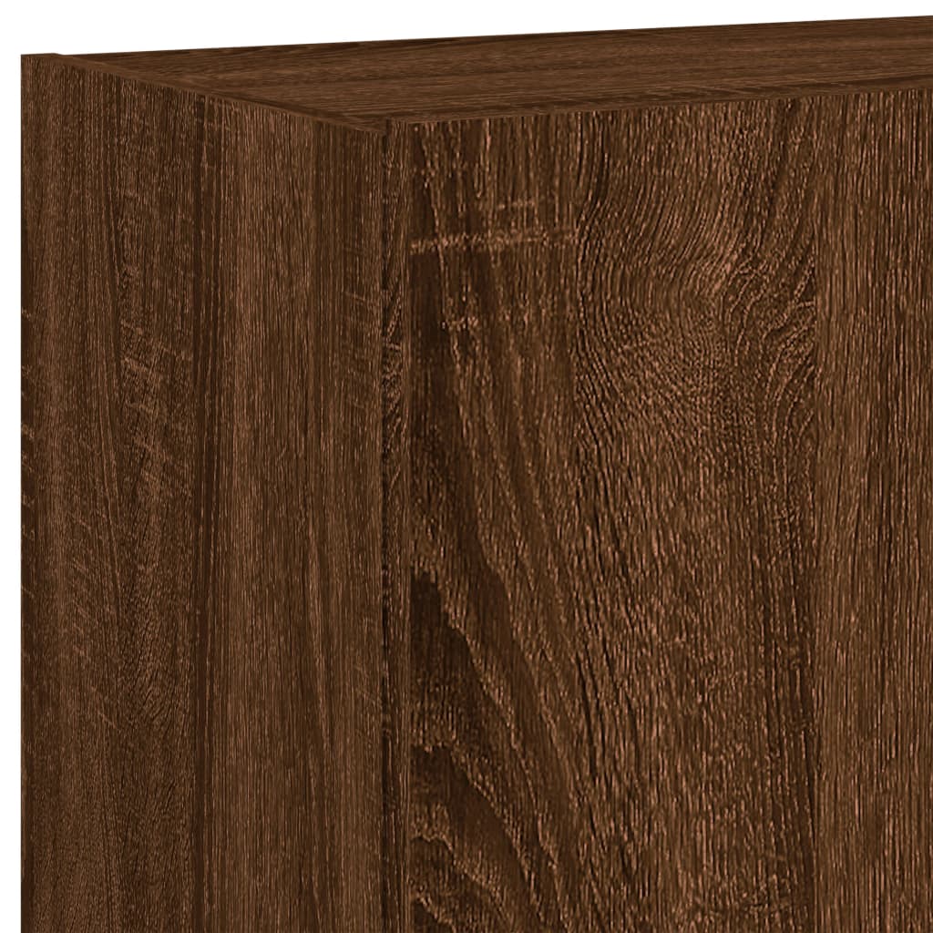 Wall-mounted TV cabinets with LED, 2 pcs., brown oak, 60x35x41cm