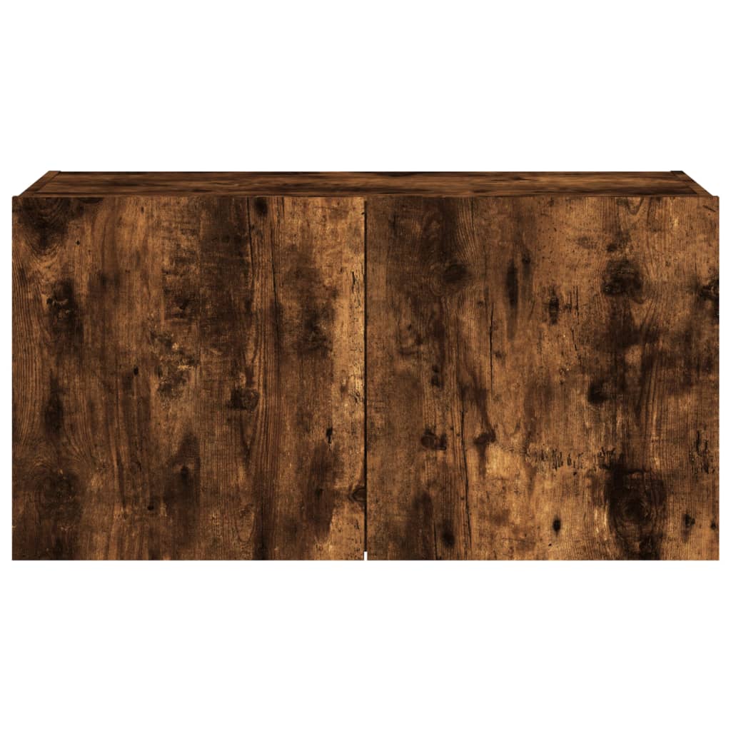 Sienas TV skapītis ar LED gaismām, dūmu krāsas, 80x35x41cm