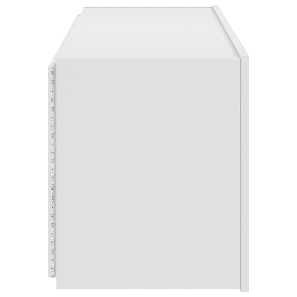 Wall-mounted TV cabinet with LED lights, white, 100x35x41cm