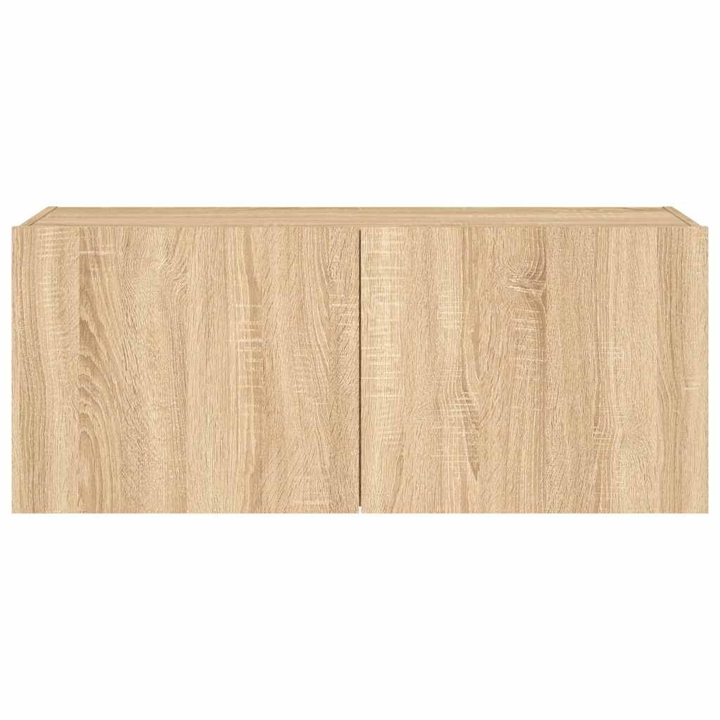 Sieninė TV spintelė su LED lemputėmis, ąžuolo, 100x35x41cm