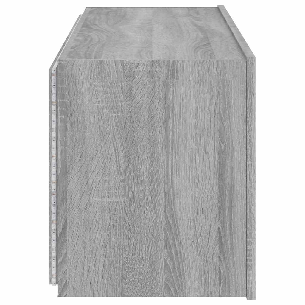 Sieninė TV spintelė su LED lemputėmis, pilka, 100x35x41cm