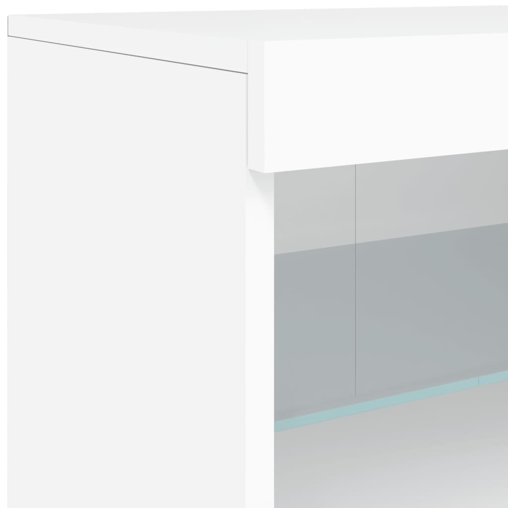 Šoninė spintelė su LED lemputėmis, baltos spalvos, 162x37x67cm