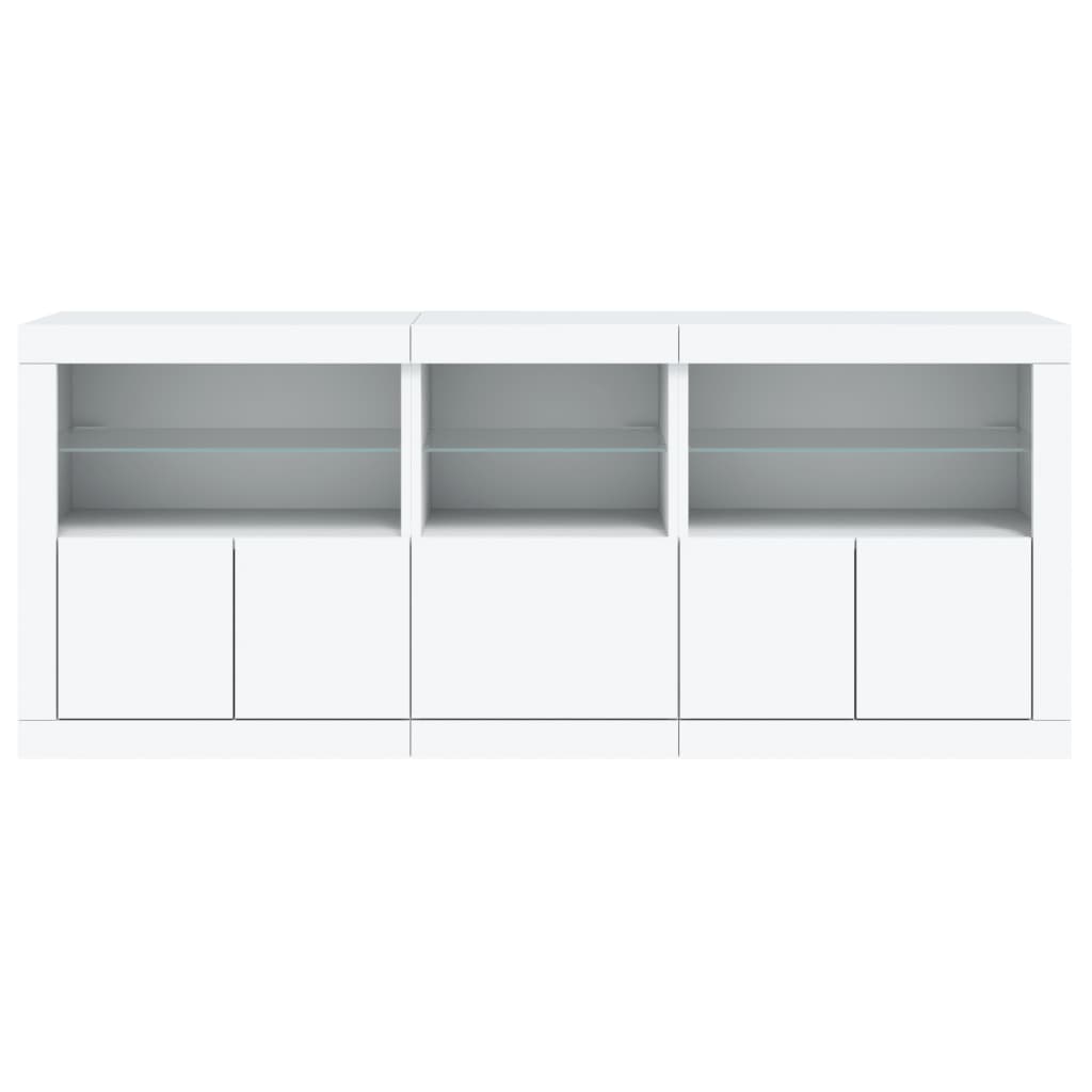Sideboard with LED lights, white, 162x37x67cm