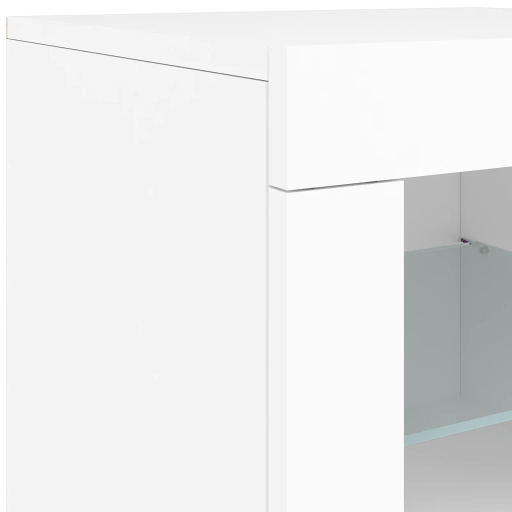 Sideboard with LED lights, white, 162x37x67cm