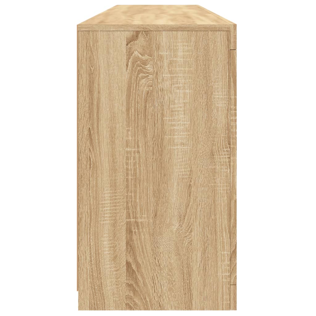Sideboard with LED lights, oak colour, 162x37x67cm