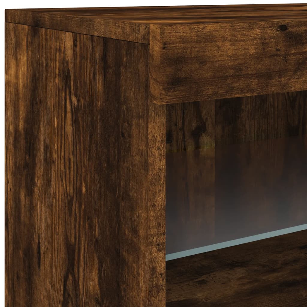 Šoninė spintelė su LED lemputėmis, dūminio ąžuolo, 162x37x67cm