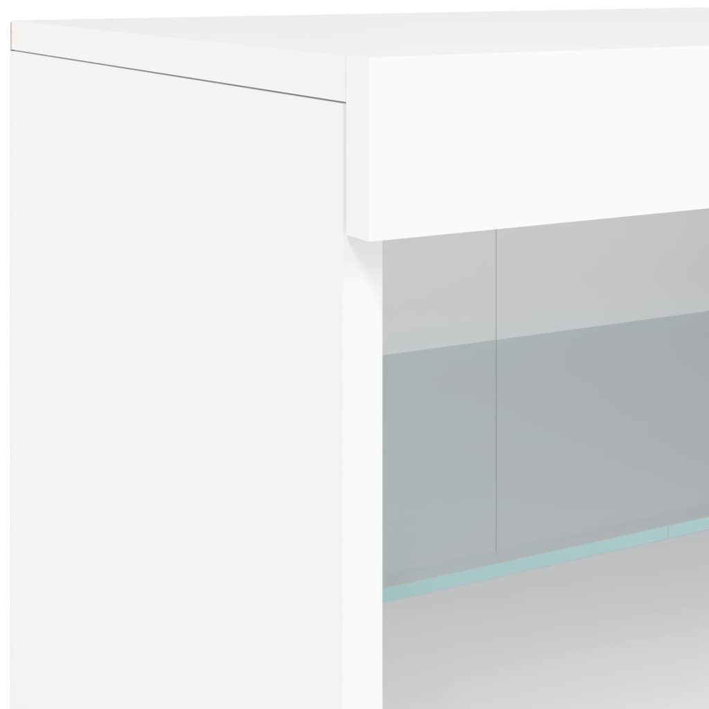 Šoninė spintelė su LED lemputėmis, balta, 181,5x37x67cm