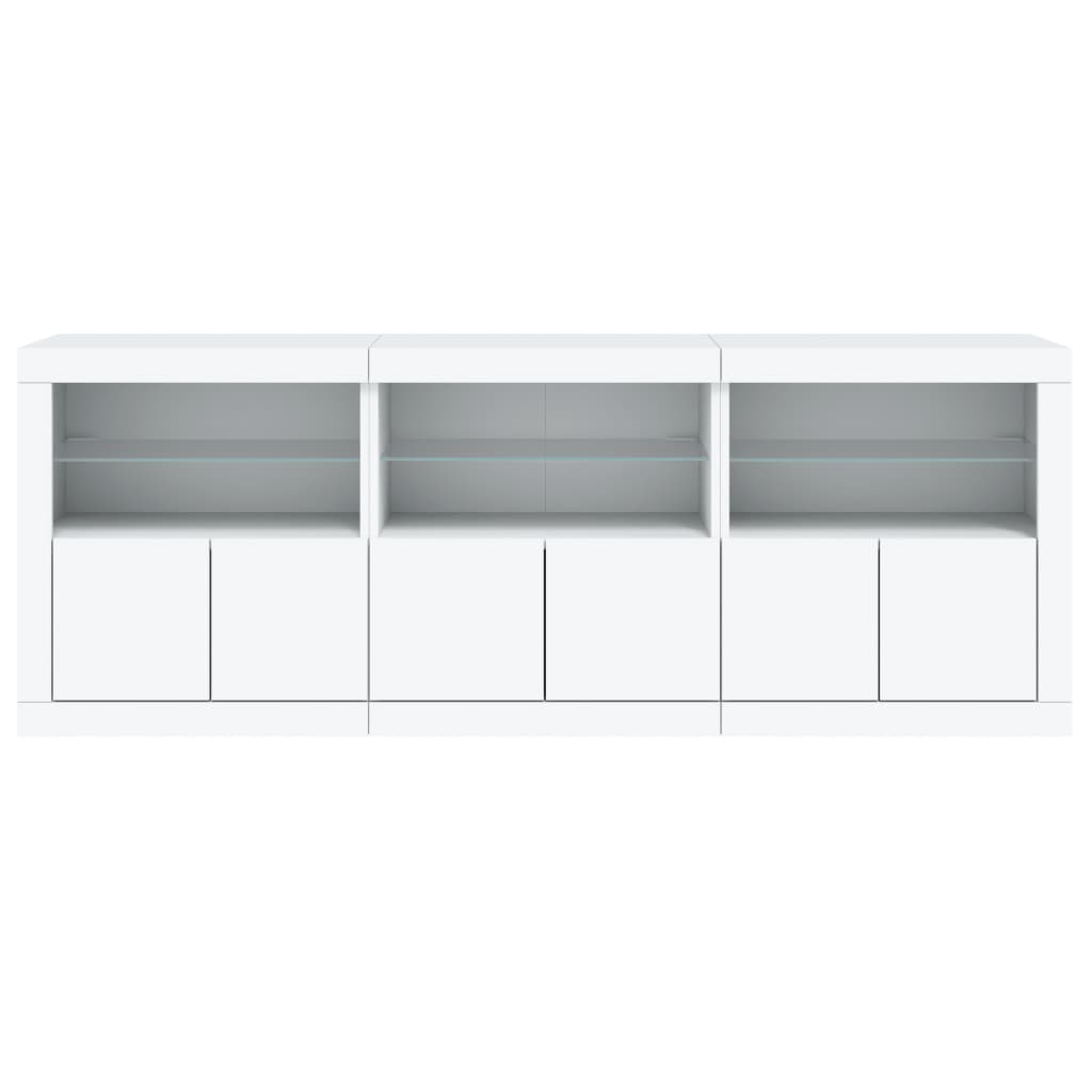Sānu skapītis ar LED gaismām, balts, 181,5x37x67cm