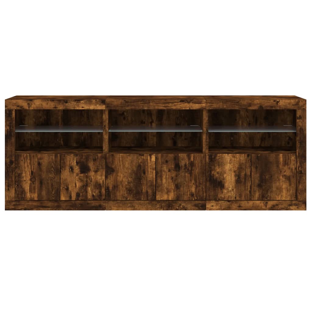 Sānu skapītis ar LED apgaismojumu, dūmu krāsas, 181,5x37x67cm