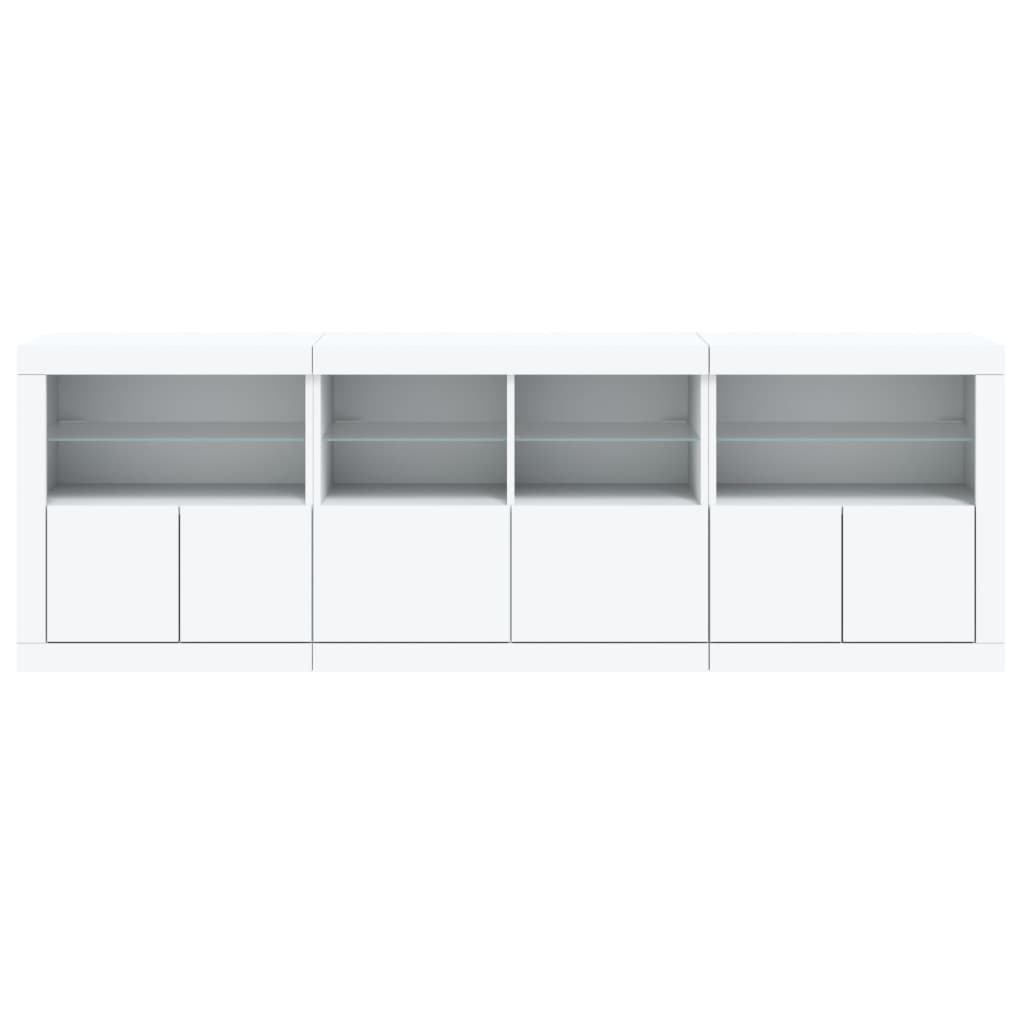 Šoninė spintelė su LED lemputėmis, baltos spalvos, 202x37x67cm