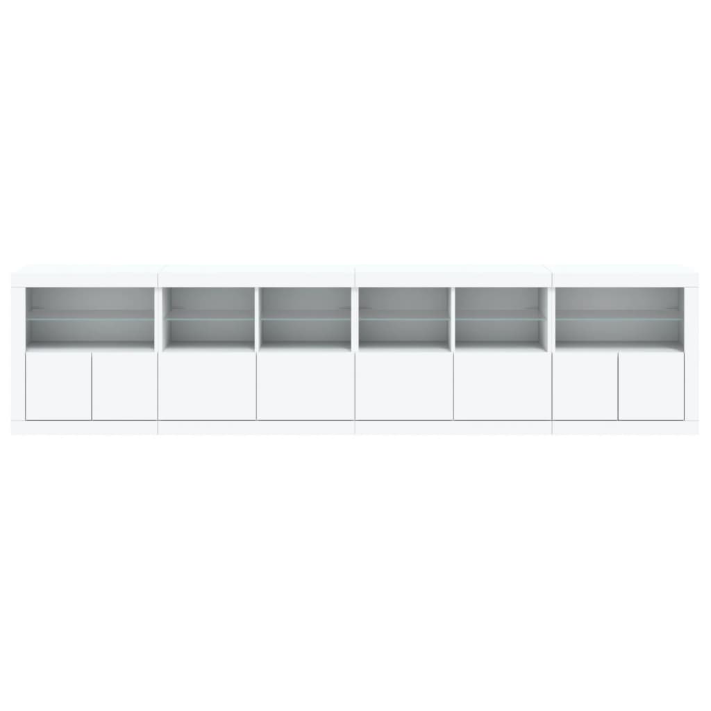 Sideboard with LED lights, white, 283x37x67cm