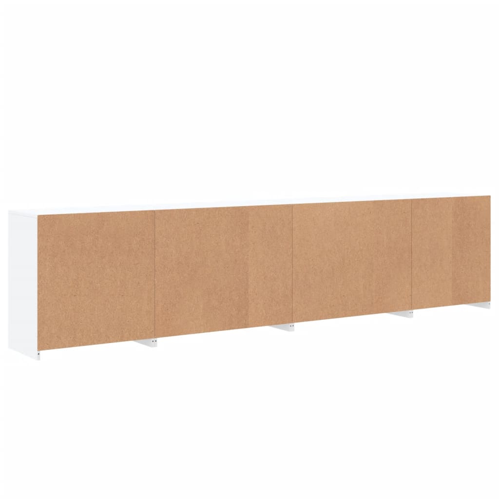 Sideboard with LED lights, white, 283x37x67cm