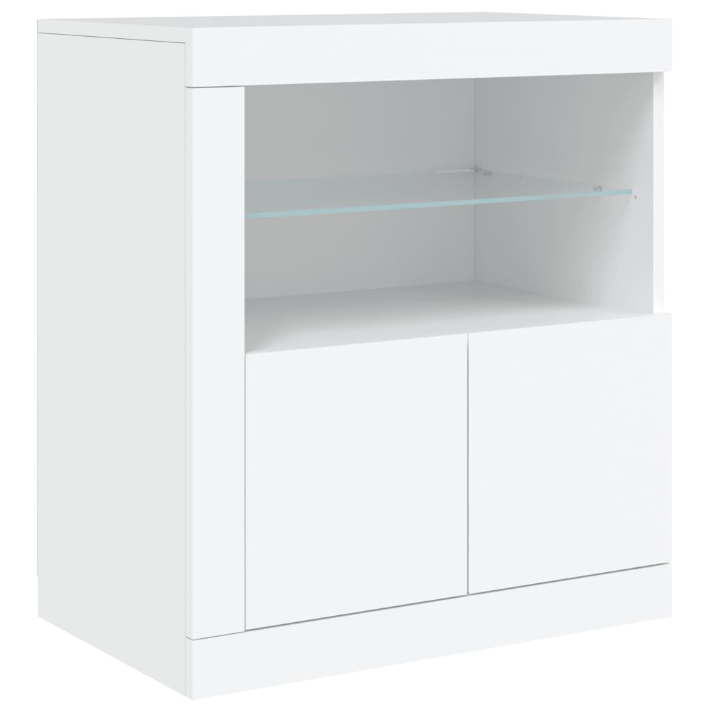 Sideboard with LED lights, white, 283x37x67cm