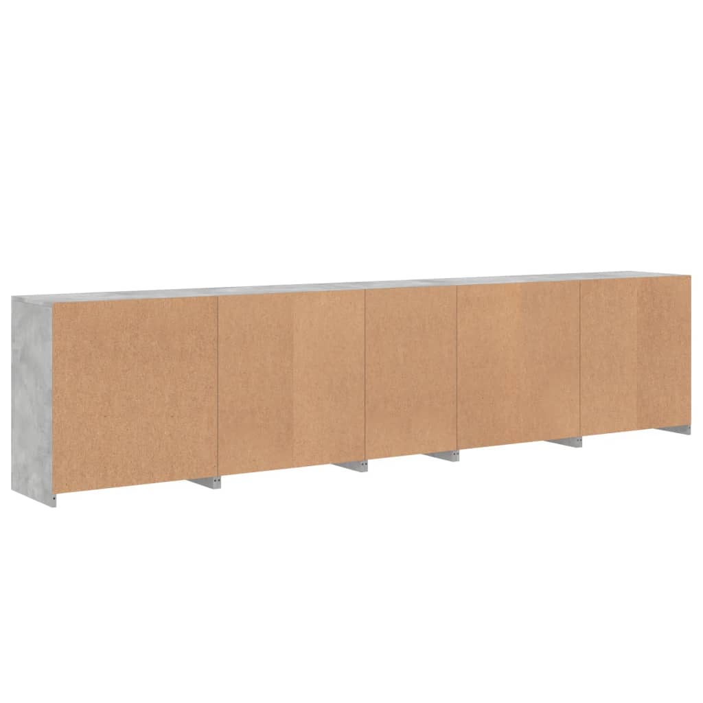 Sideboard with LED lights, concrete grey, 283x37x67cm