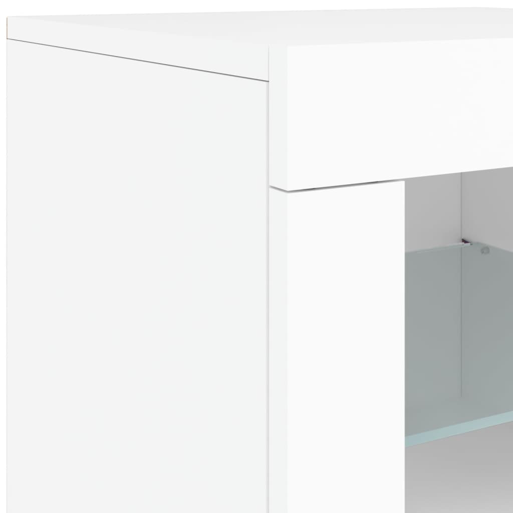 Sideboard with LED lights, white, 162x37x67cm