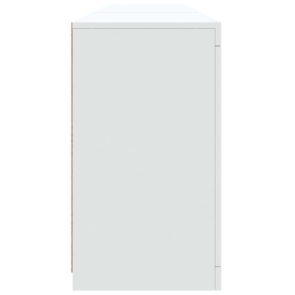 Šoninė spintelė su LED lemputėmis, balta, 181,5x37x67cm