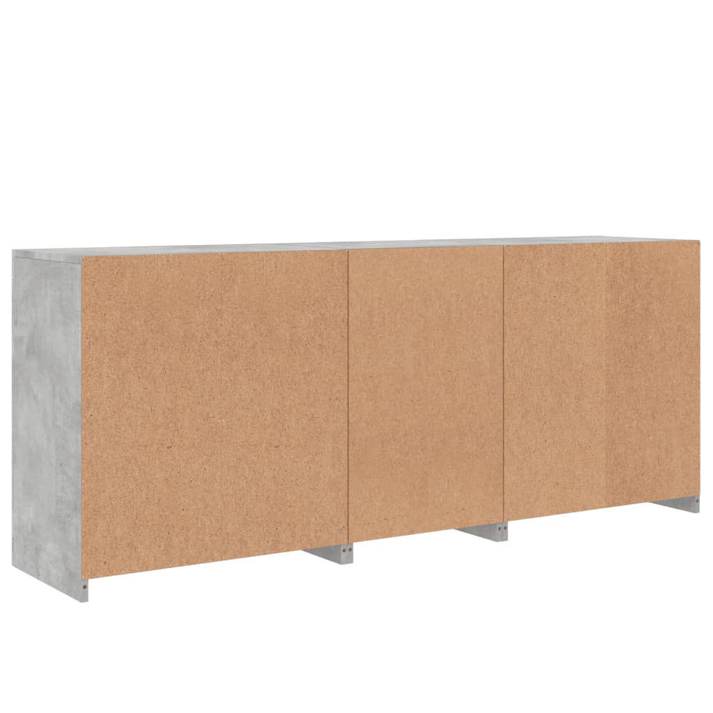 Sideboard with LED lights, concrete grey, 181.5x37x67cm