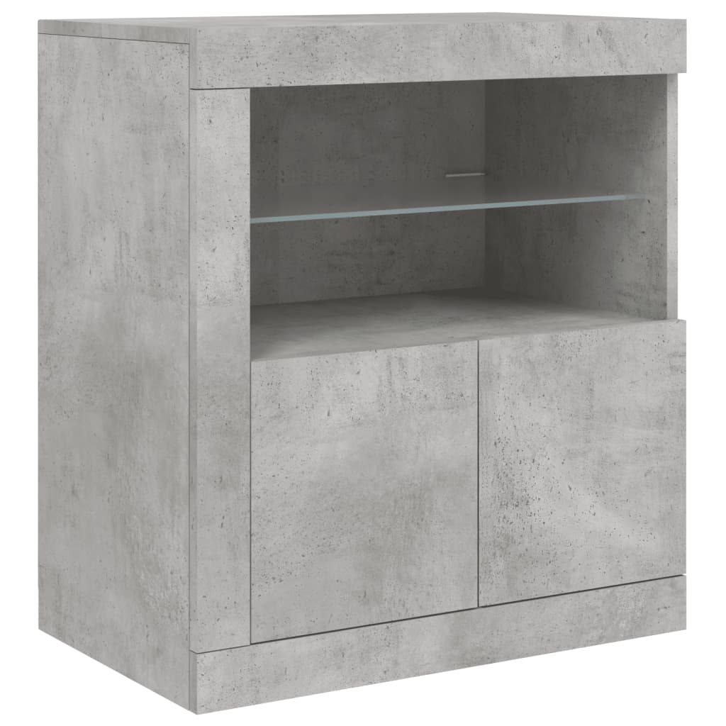 Sideboard with LED lights, concrete grey, 181.5x37x67cm