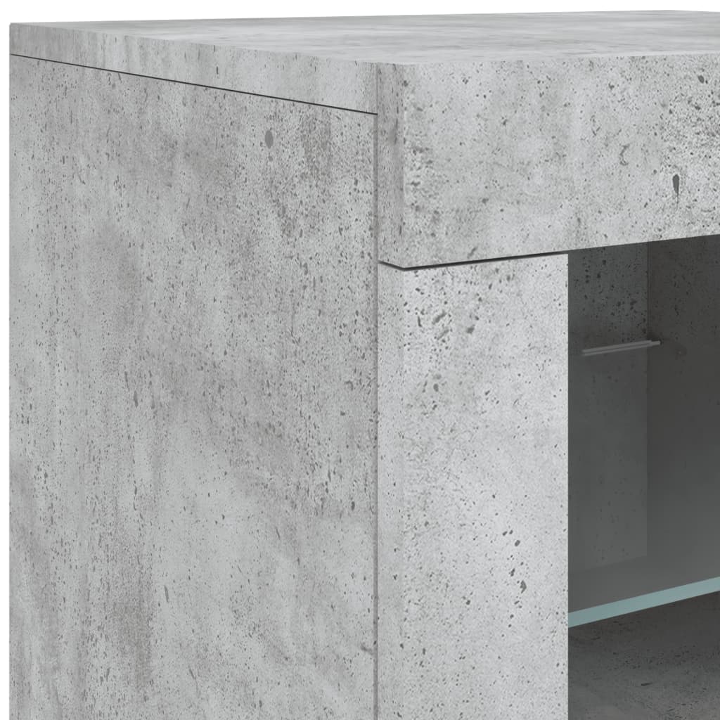 Sideboard with LED lights, concrete grey, 181.5x37x67cm