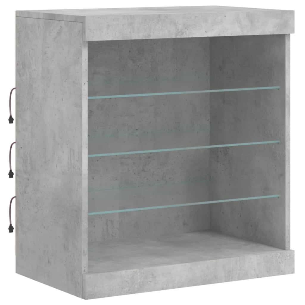 Sideboard with LED lights, concrete grey, 181.5x37x67cm