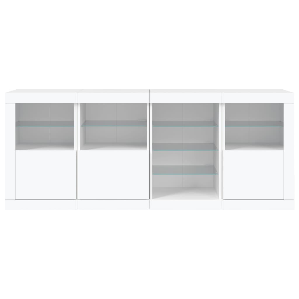 Sideboard with LED lights, white, 164x37x67cm