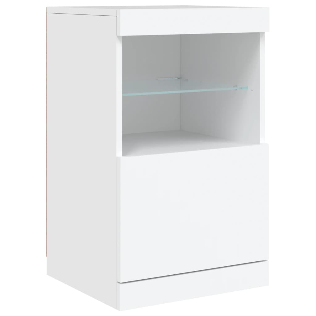 Sideboard with LED lights, white, 164x37x67cm