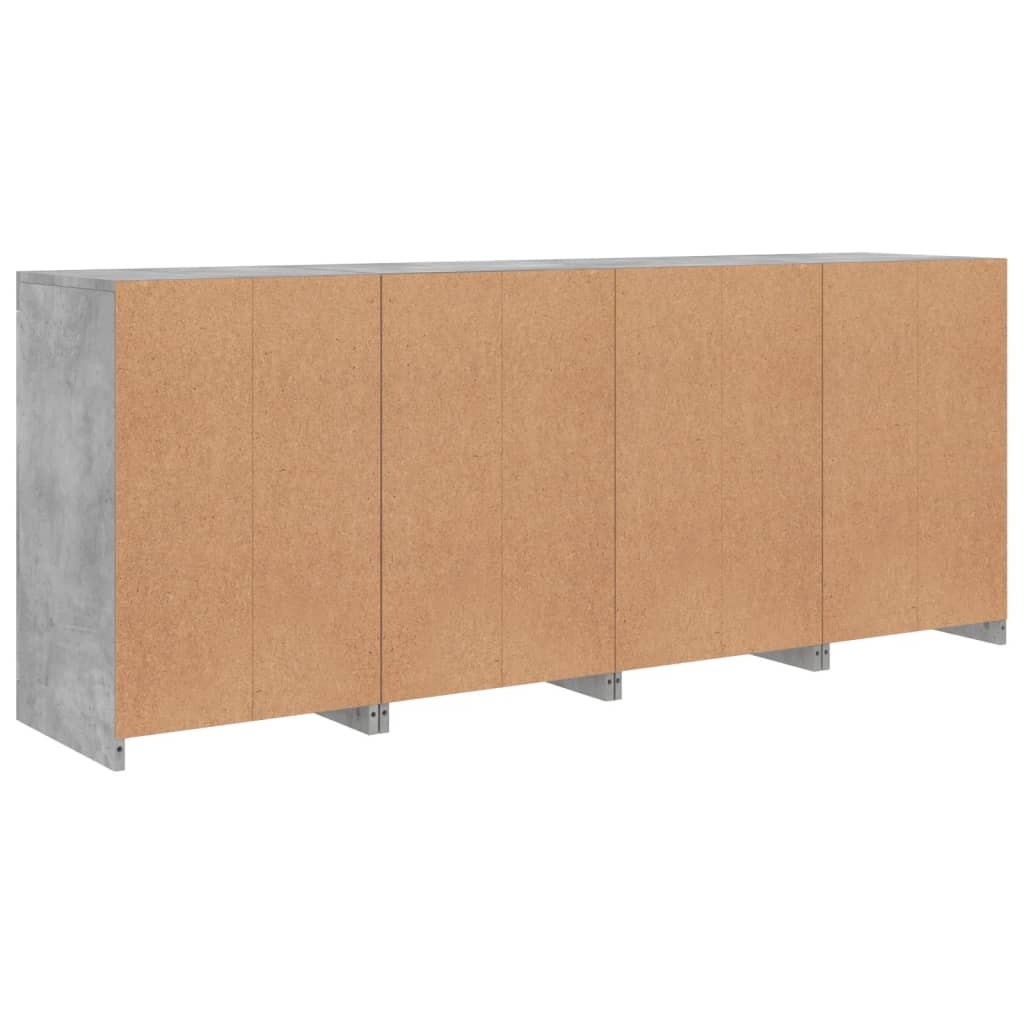 Šoninė spintelė su LED lemputėmis, betono pilka, 164x37x67cm