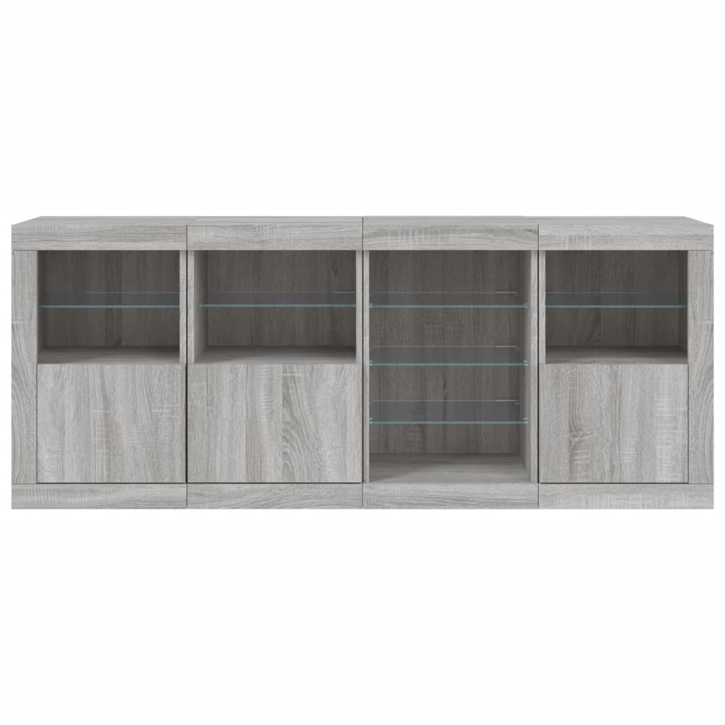 Sānu skapītis ar LED apgaismojumu, ozolkoka pelēks, 164x37x67cm