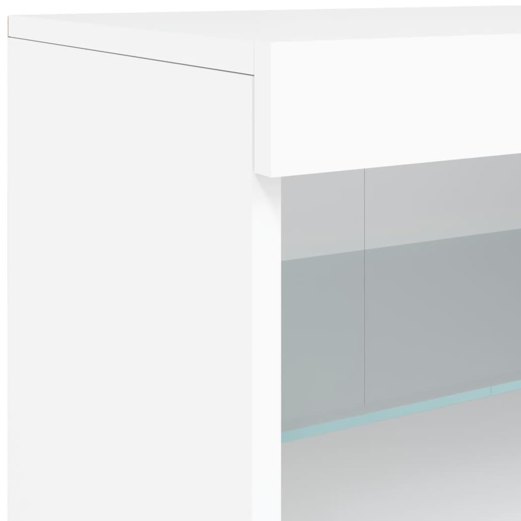 Sideboard with LED lights, white, 142.5x37x67cm