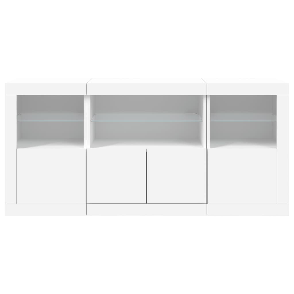 Sideboard with LED lights, white, 142.5x37x67cm