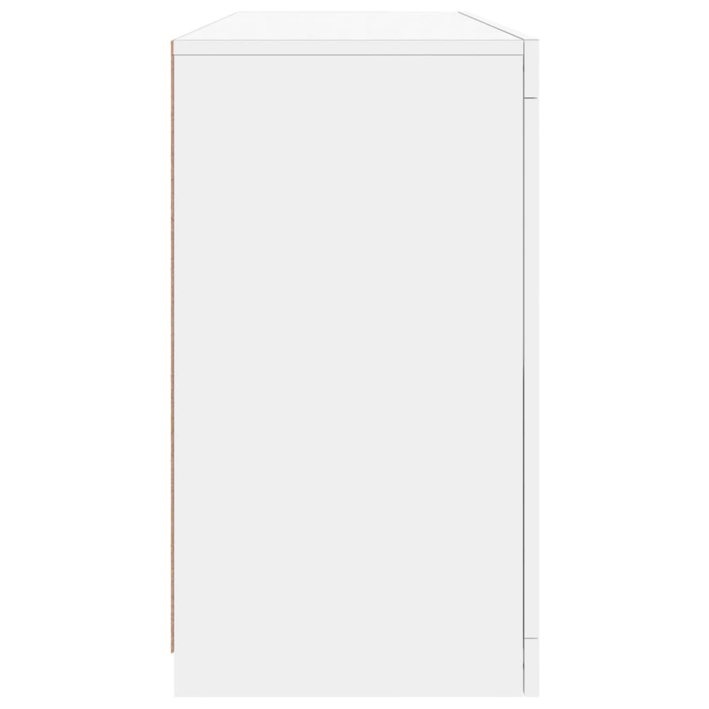 Sideboard with LED lights, white, 142.5x37x67cm