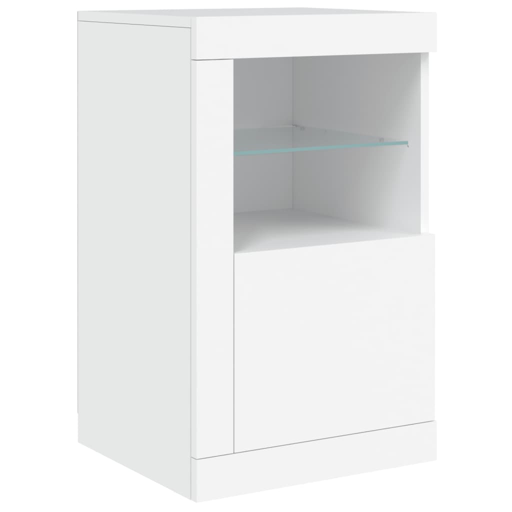 Sideboard with LED lights, white, 142.5x37x67cm