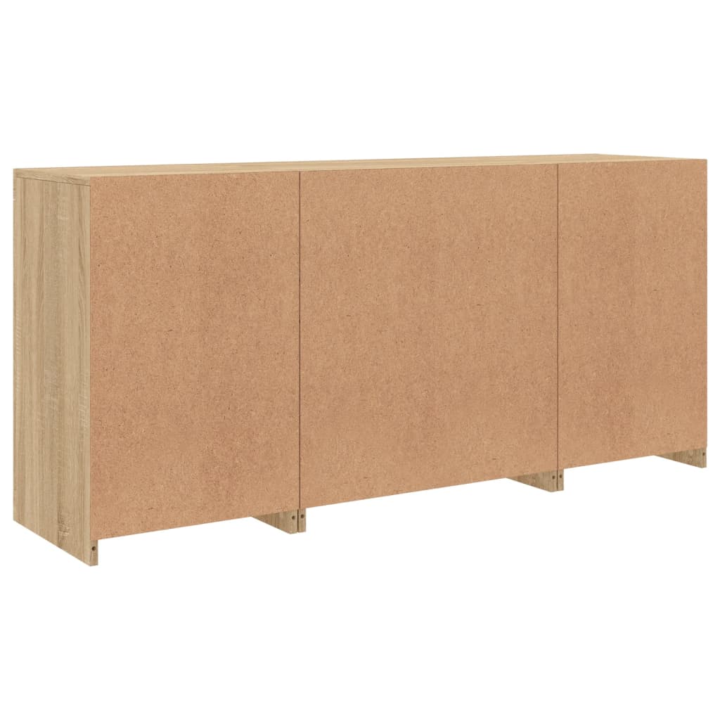Sānu skapītis ar LED apgaismojumu, ozolkoka, 142,5x37x67cm