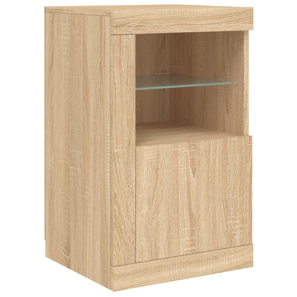 Sānu skapītis ar LED apgaismojumu, ozolkoka, 142,5x37x67cm