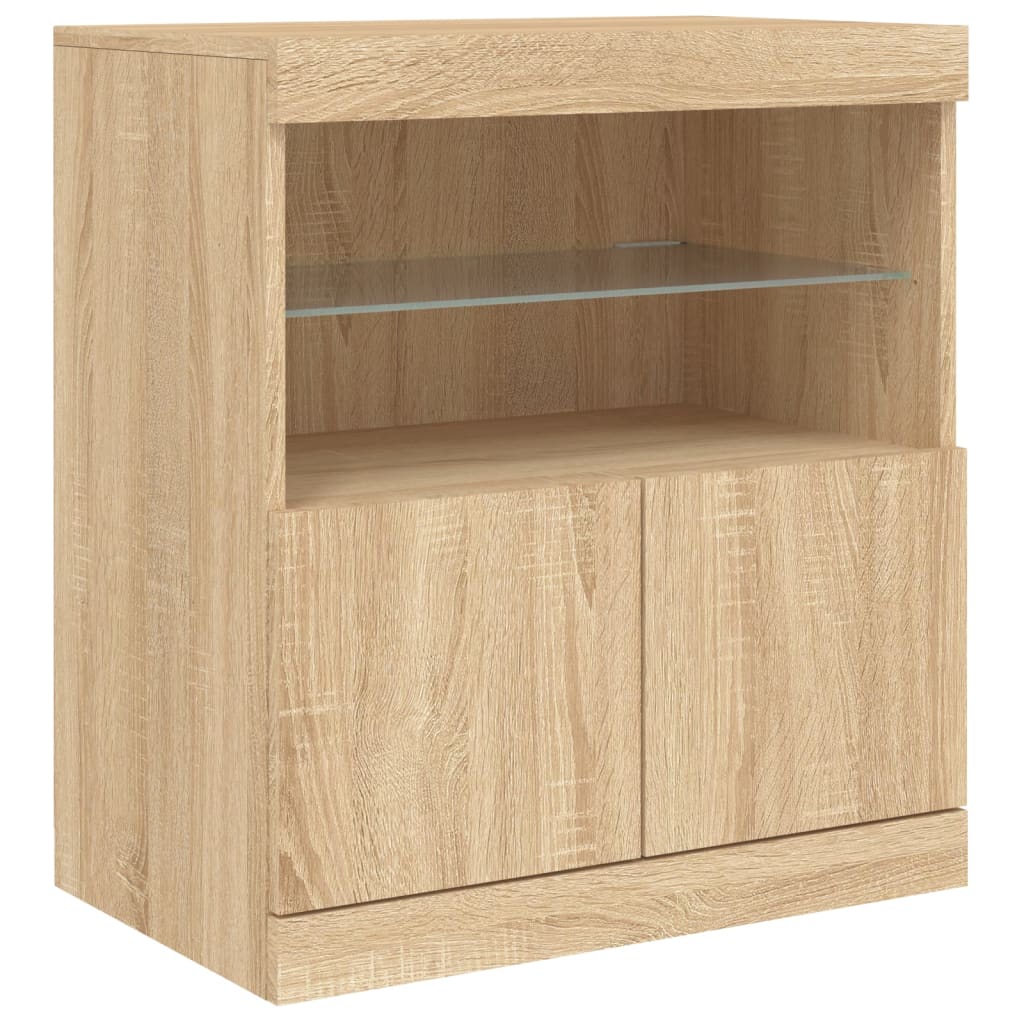 Sānu skapītis ar LED apgaismojumu, ozolkoka, 142,5x37x67cm