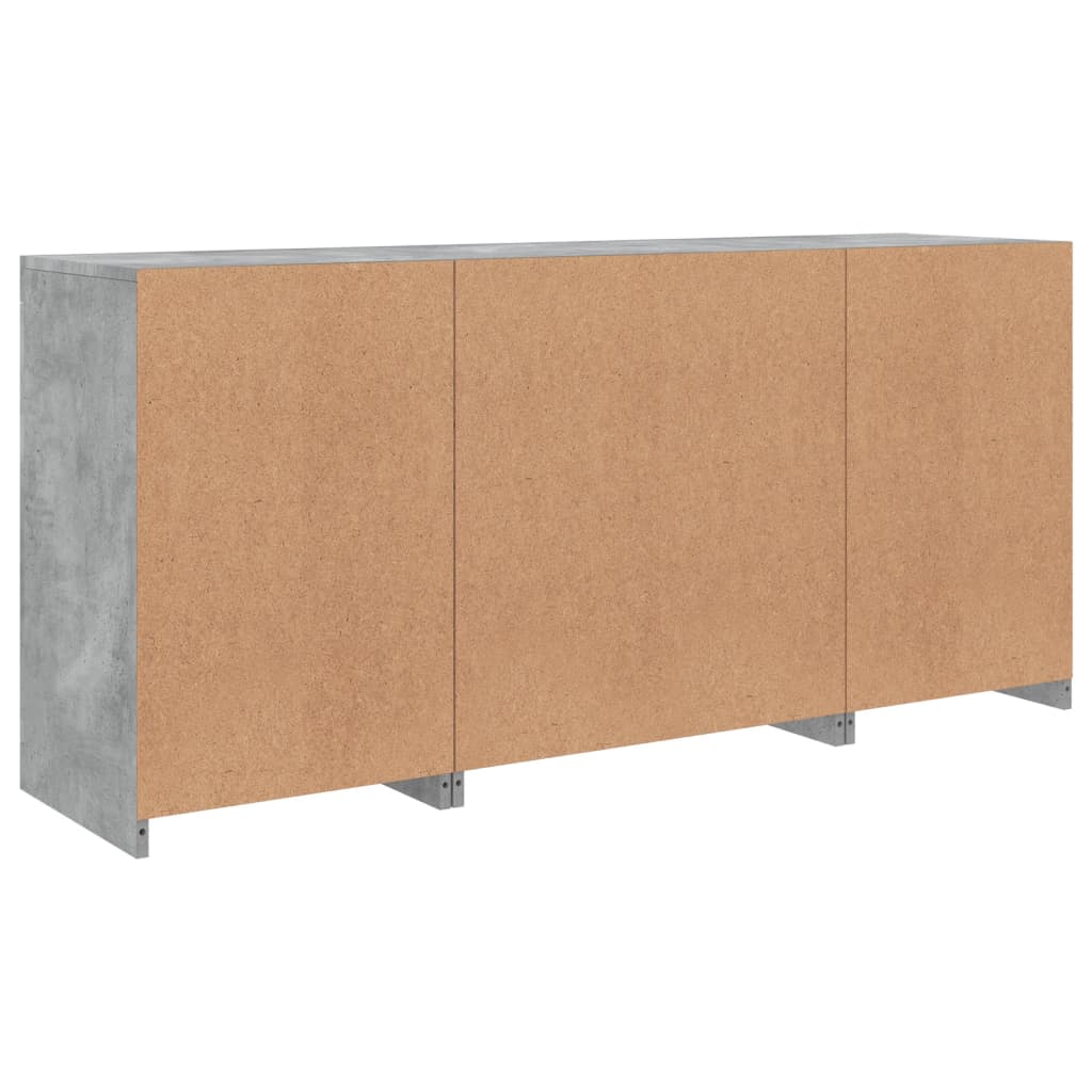 Sideboard with LED lights, concrete grey, 142.5x37x67cm