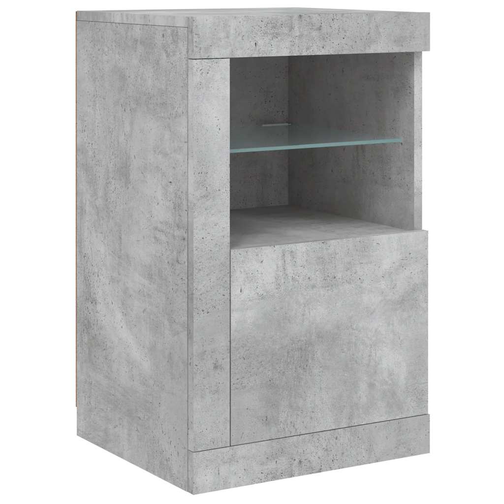Šoninė spintelė su LED lemputėmis, betono pilka, 142,5x37x67cm