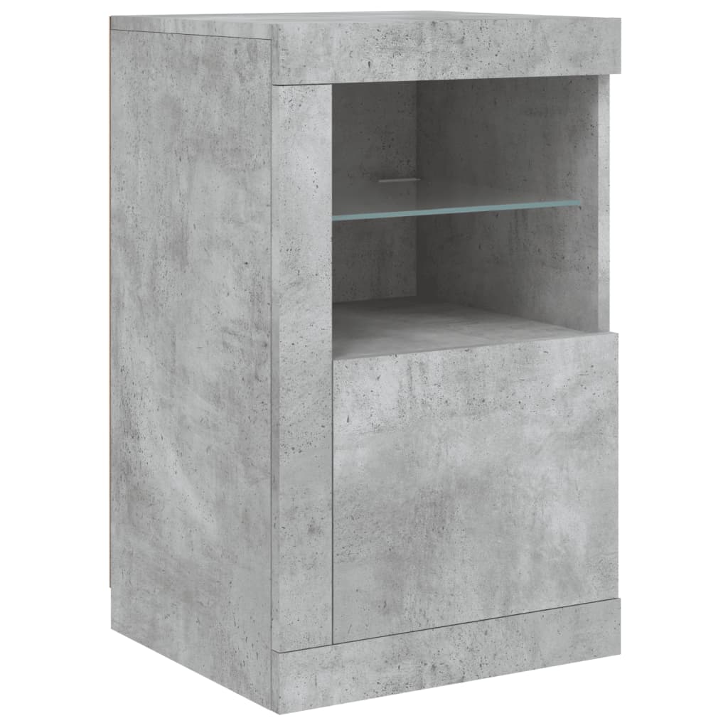 Sideboard with LED lights, concrete grey, 142.5x37x67cm