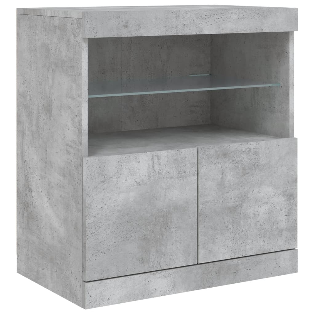 Sideboard with LED lights, concrete grey, 142.5x37x67cm