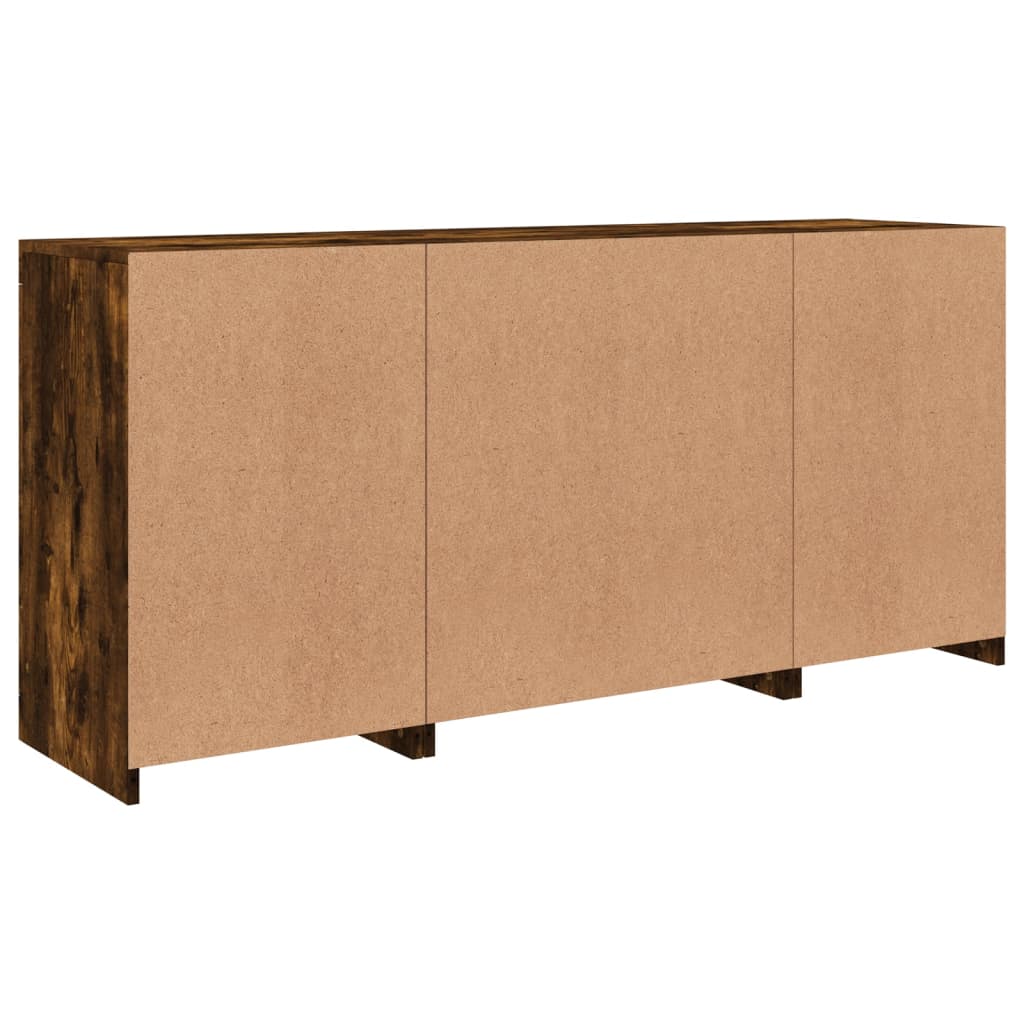 Šoninė spintelė su LED lemputėmis, dūminė, 142,5x37x67cm