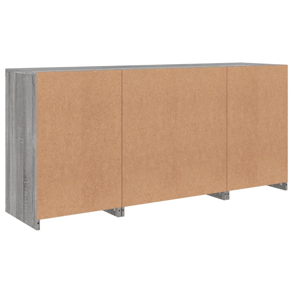 Sānu skapītis ar LED apgaismojumu, pelēks ozols, 142,5x37x67cm