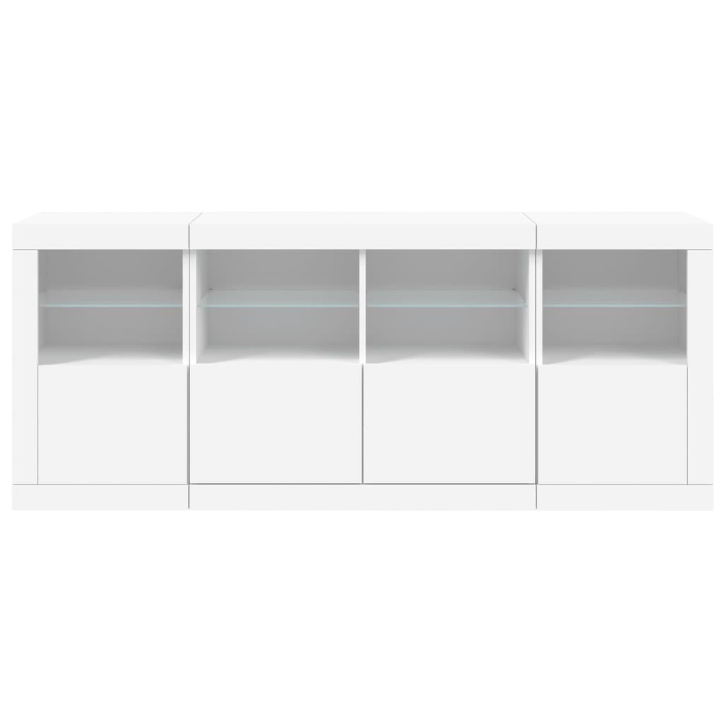 Sānu skapītis ar LED apgaismojumu, balts, 163x37x67cm