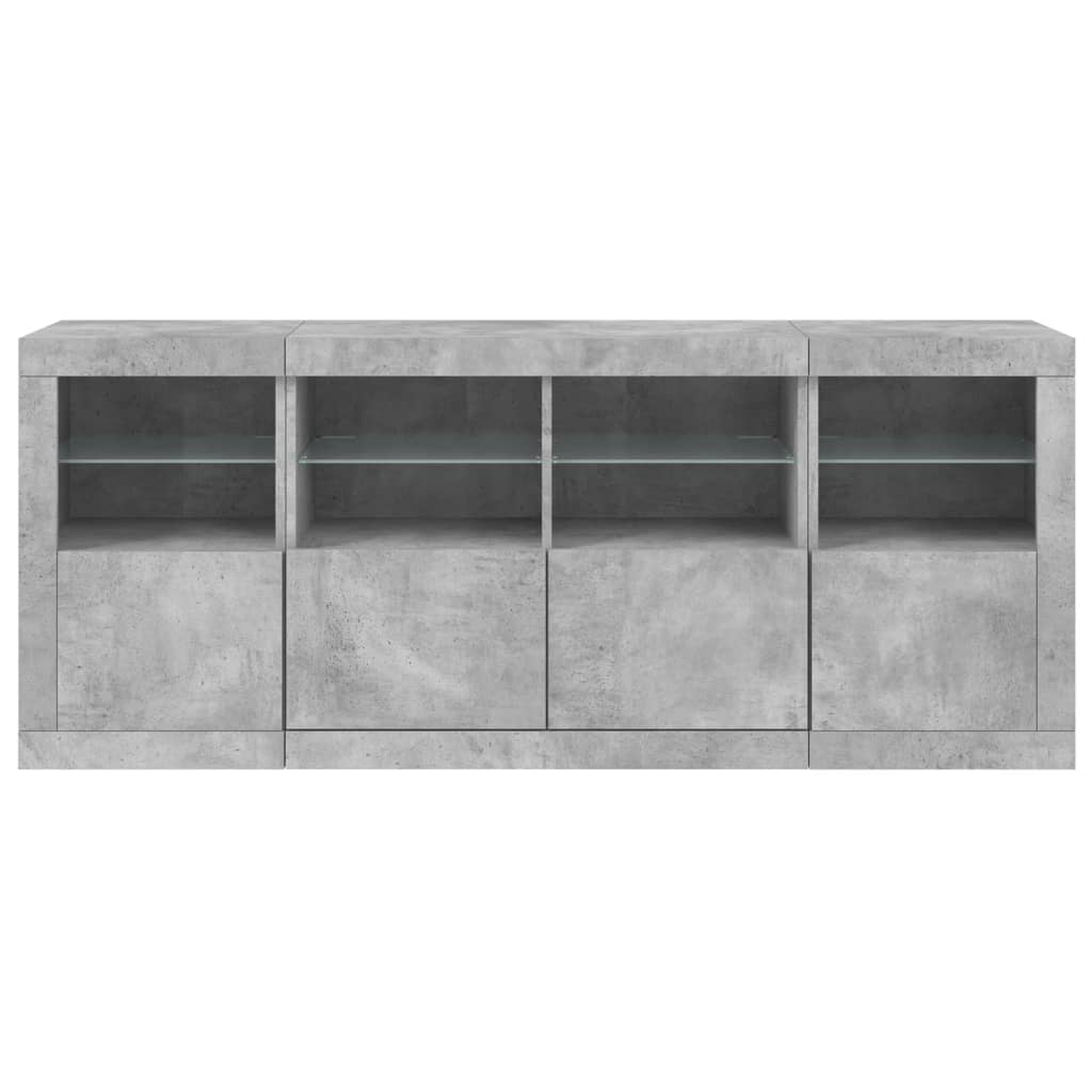 Šoninė spintelė su LED lemputėmis, betono pilka, 163x37x67cm