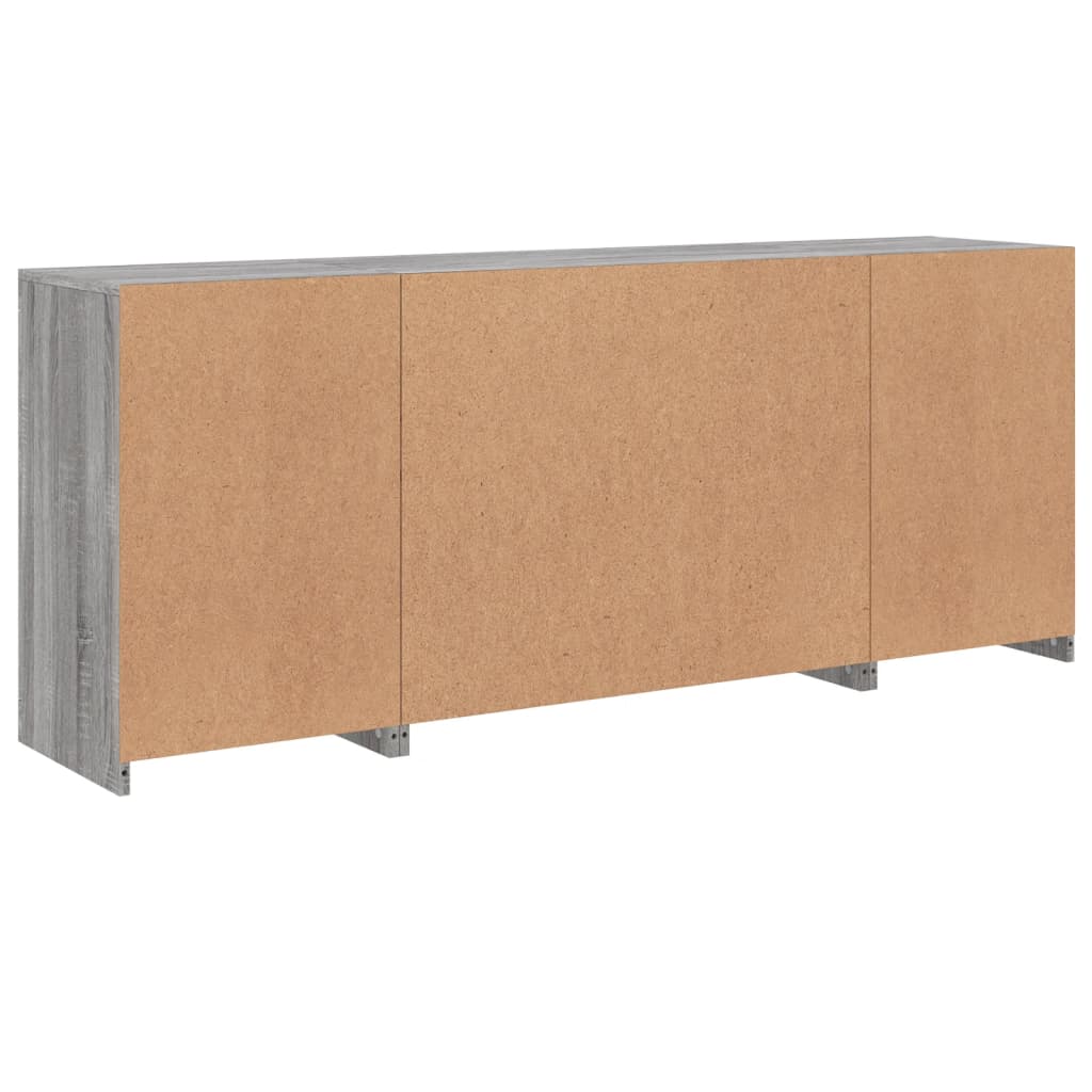 Sānu skapītis ar LED apgaismojumu, pelēks ozols, 163x37x67cm