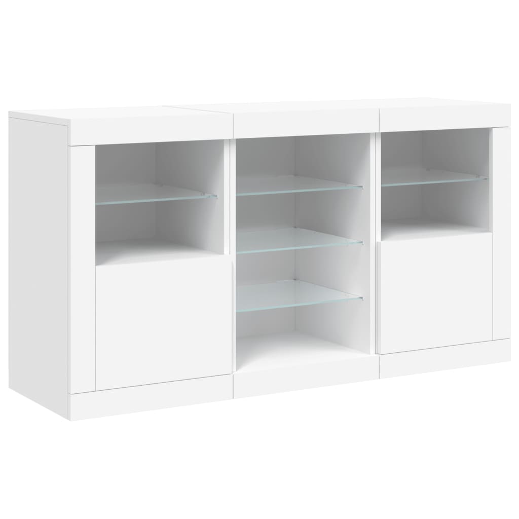 Side cabinet with LED lights, white, 123x37x67cm