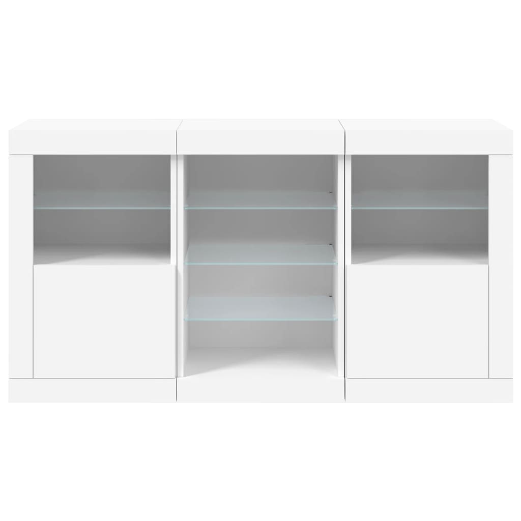 Side cabinet with LED lights, white, 123x37x67cm