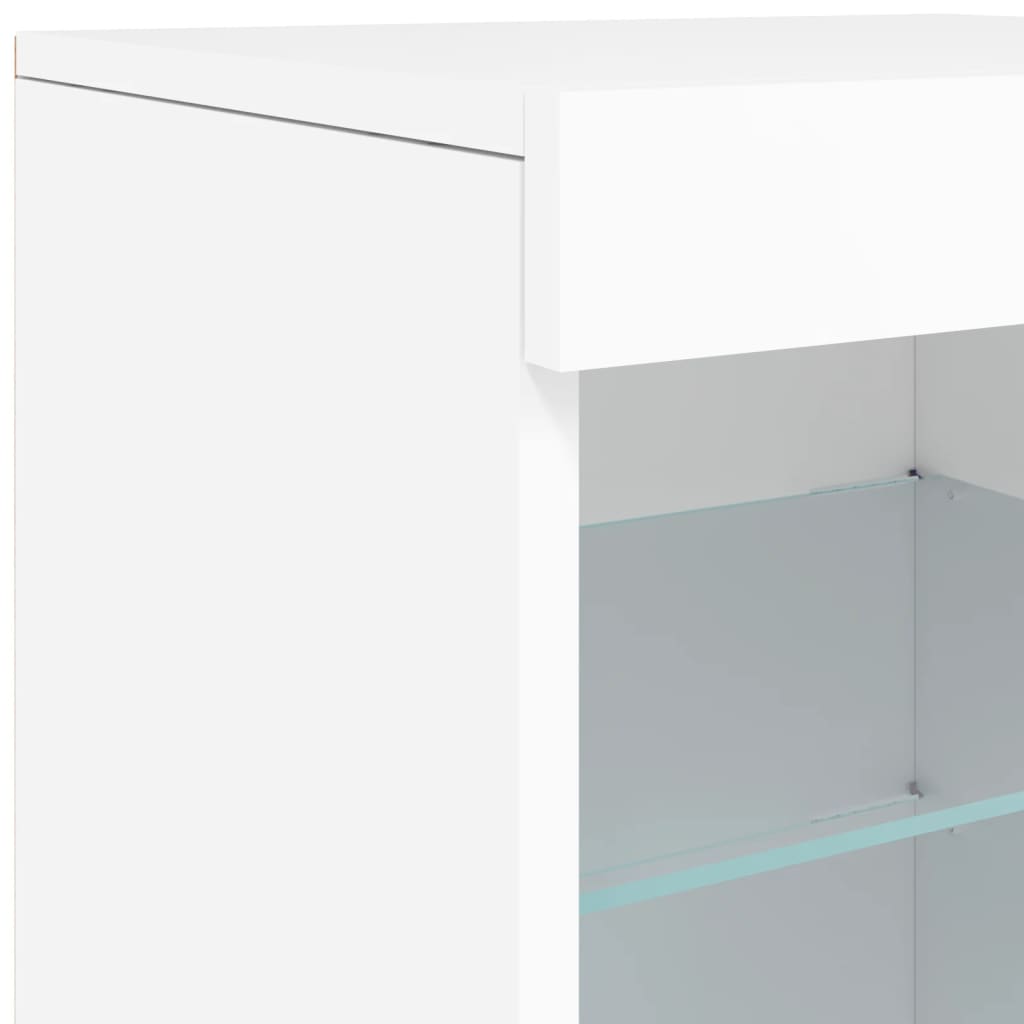 Side cabinet with LED lights, white, 123x37x67cm