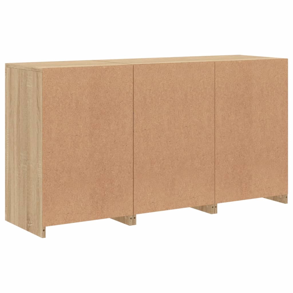 Sideboard with LED lights, oak, 123x37x67cm