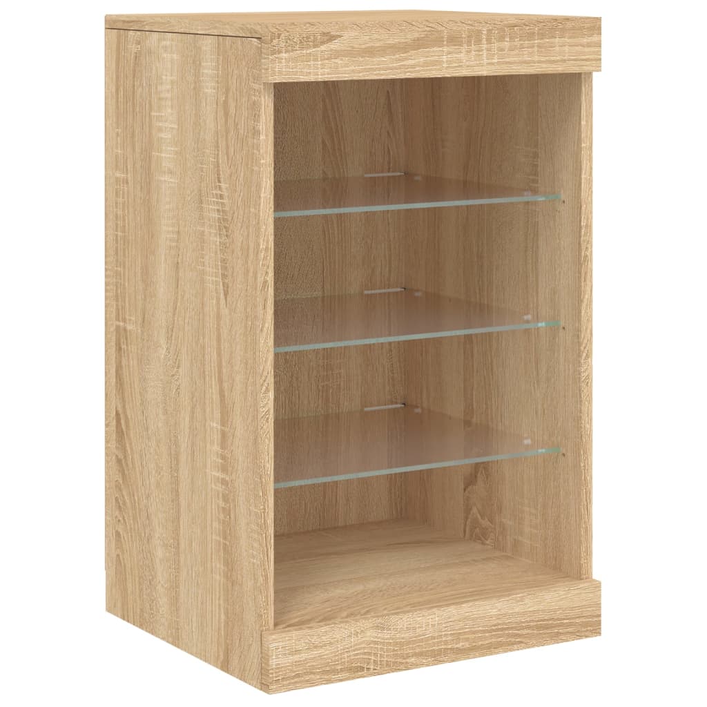 Sideboard with LED lights, oak, 123x37x67cm